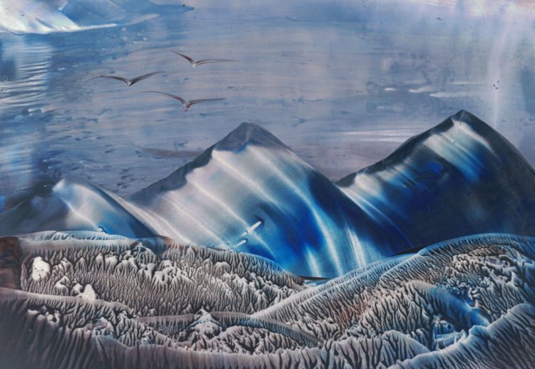 Encaustics Painting on A5 Painting Card by Alex Janecek - Visual Artist