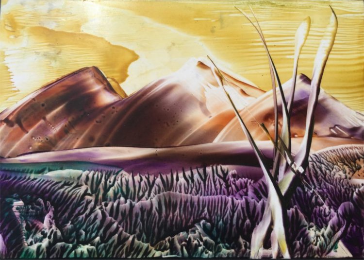 Encaustics Painting on A6 Painting Card by Alex Janecek - Visual Artist