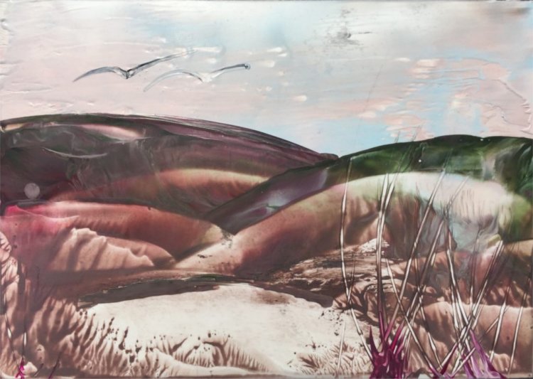 Encaustics Painting on A6 Painting Card by Alex Janecek - Visual Artist