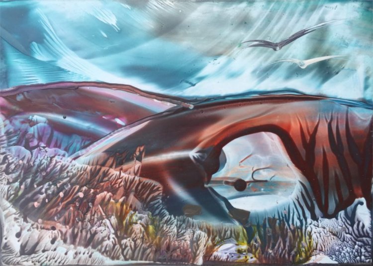 Encaustics Painting on A6 Painting Card by Alex Janecek - Visual Artist